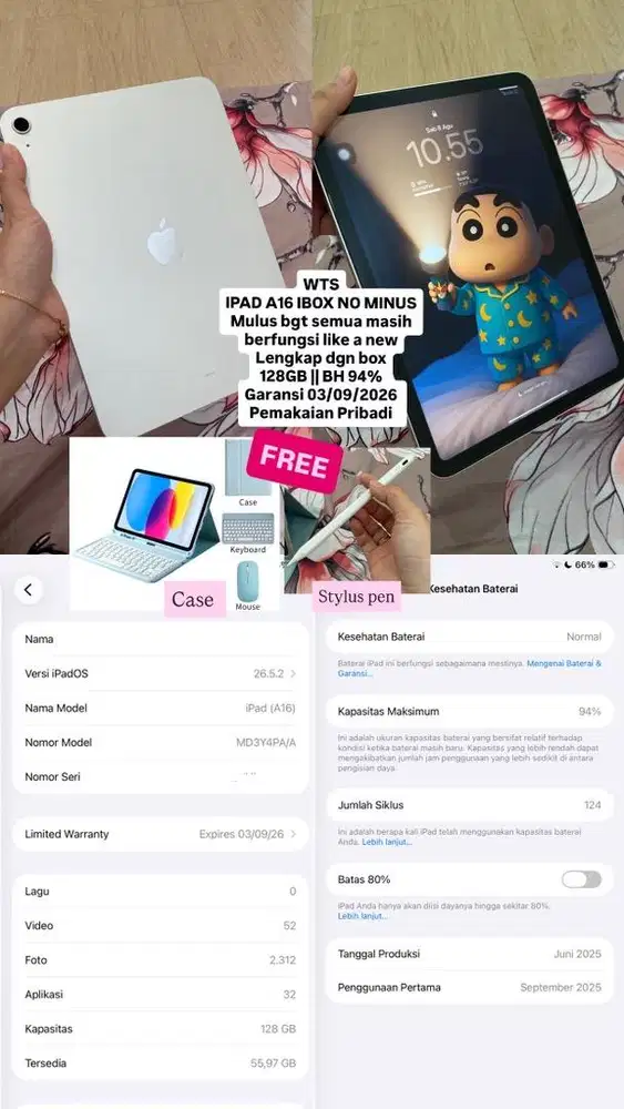 IPAD 11 (A16) Silver IBOX, 128 GB Garansi on
