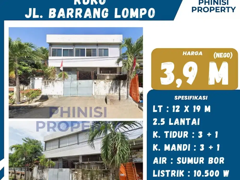 DIJUAL Ruko di Jalan Barrang Lompo