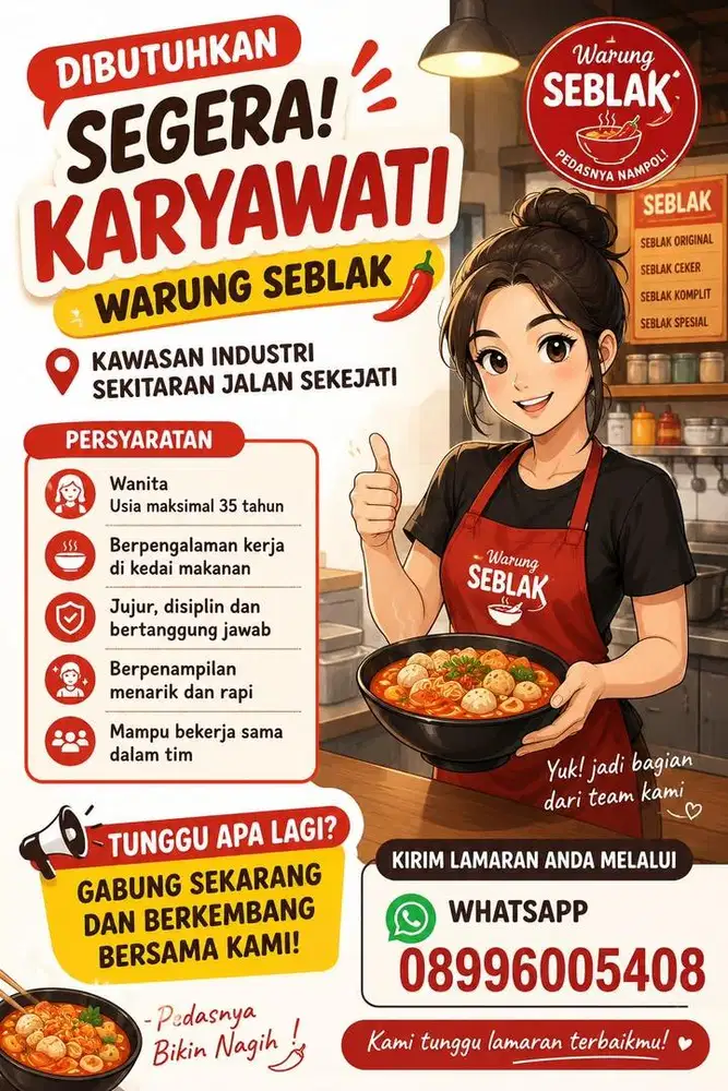 Dicari yg bisa masak
