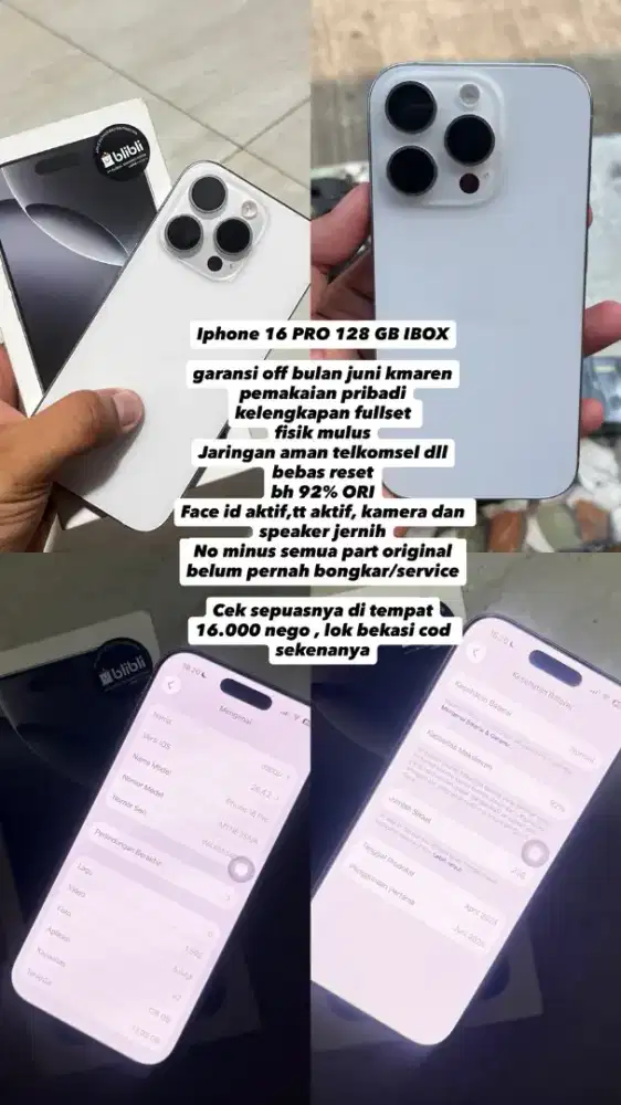 Jual hp iphone 16 pro 128gb ibox