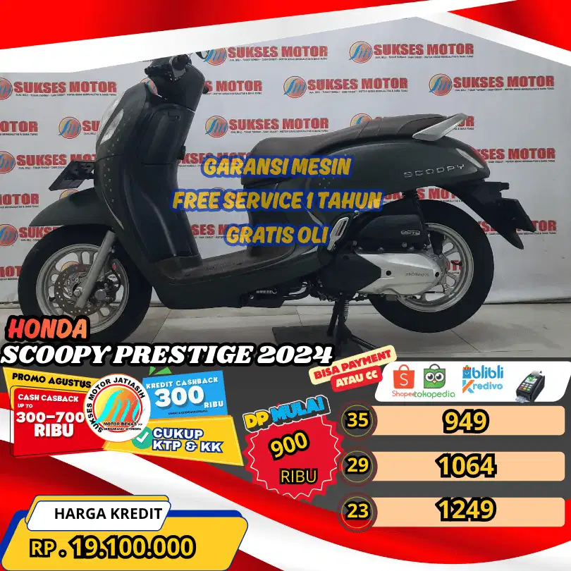 HONDA SCOOPY PRESTIGE 2024 BISAPAYMENTSPYLATER KREDIVO&CC(SUKSESMOTOR)
