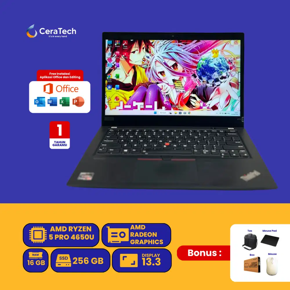 LENOVO THINKPAD X13  AMD RYZEN 5 PRO 4650U RAM 16 GB SSD 256 GB