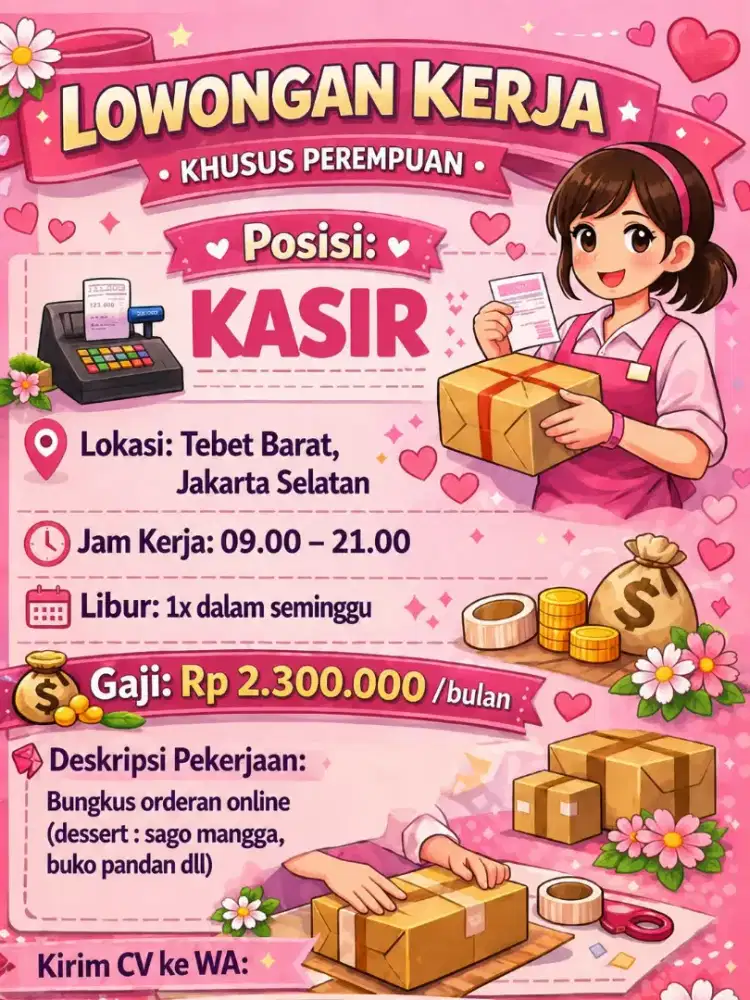 Lowongan kasir khusu wanita