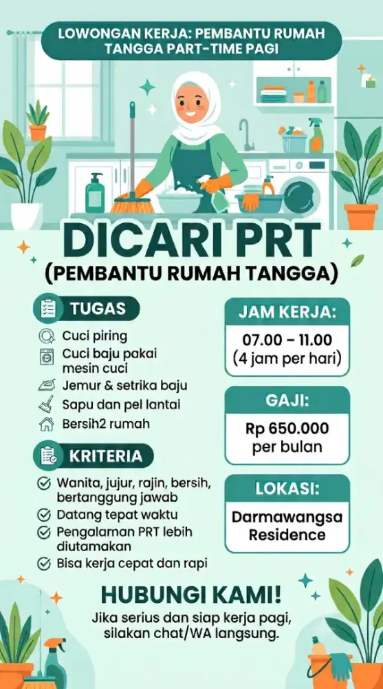 Dicari Pembantu Rumah Tangga
