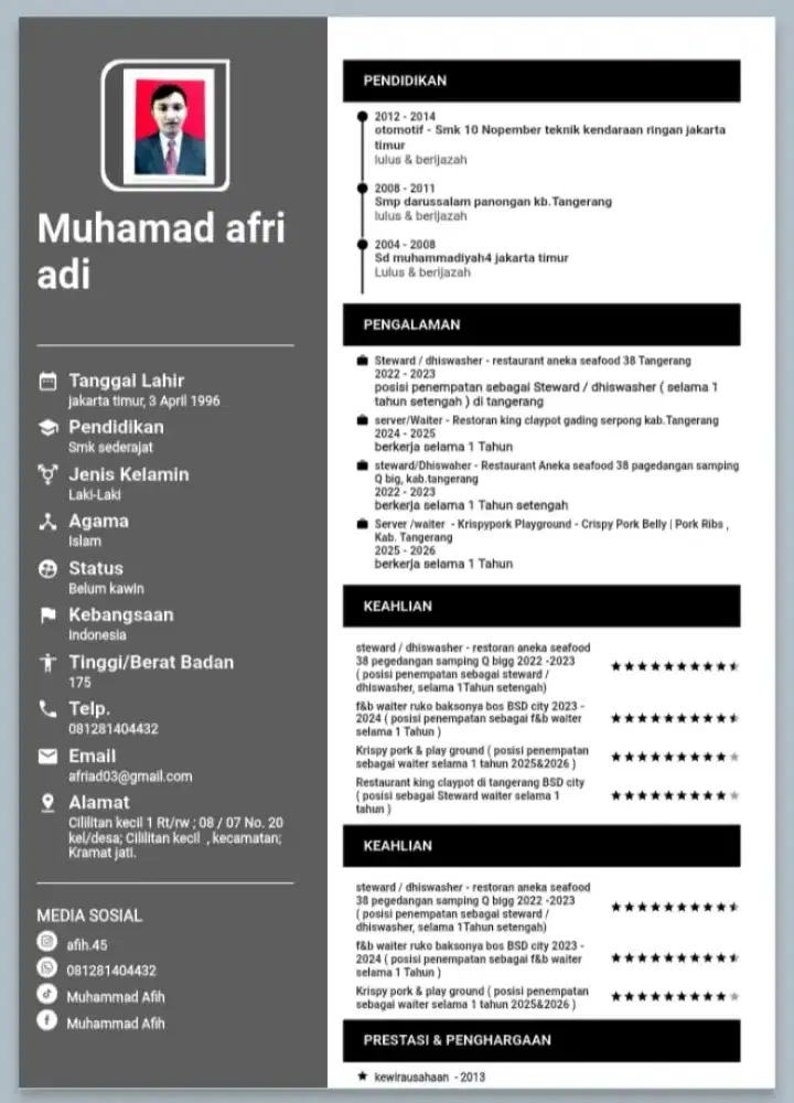 Info Lowongan pekerjaan restaurant