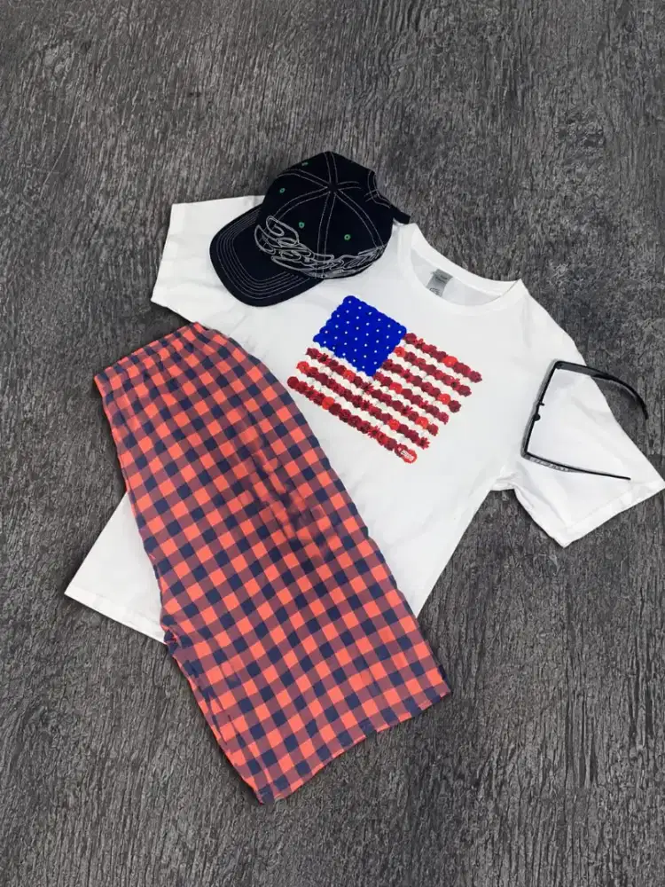baju plaid celana Ts