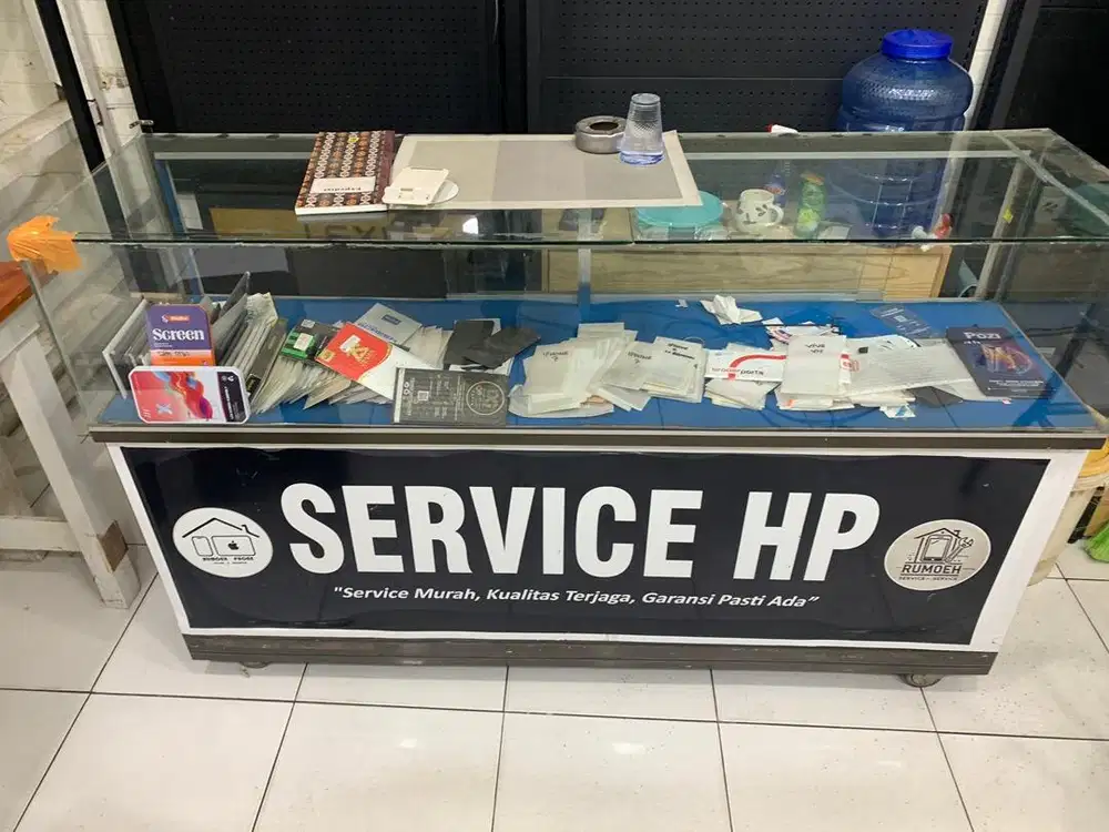 Rak steling kaca ponsel cocok untuk jualan ponsel/pulsa servis hp