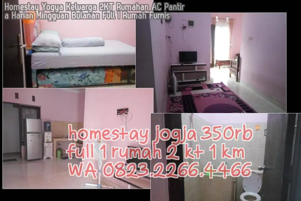 Homestay Yogya Keluarga 2KT Rumahan AC Pantira Harian Mingguan Bulanan