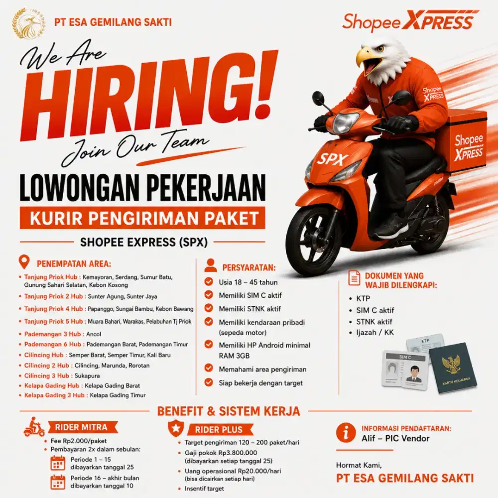 Lowongan Pekerjaan Kurir Pengiriman Paket Shopee Express (SPX) Jakut