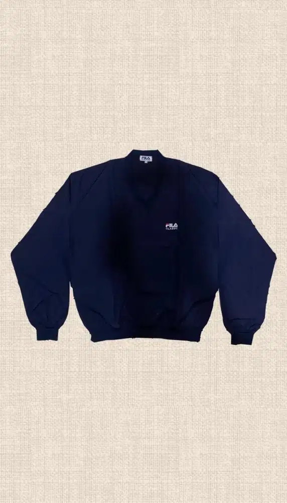 Switer parasut Fila / Unisex / Biru Dongker / Over Size
