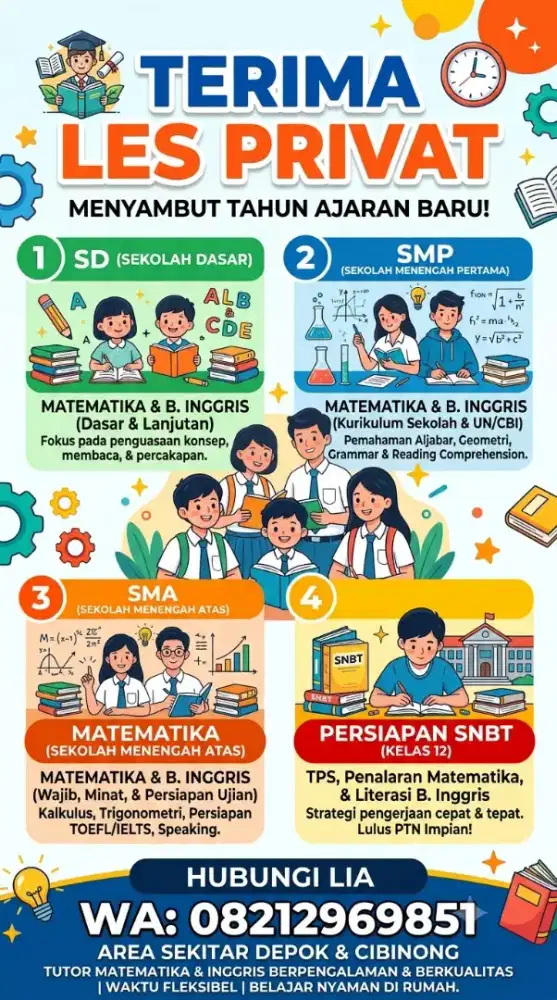 Les Privat Matematika & B. Inggris Depok–Cibinong