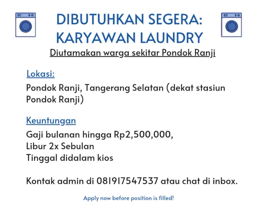 Karyawan Laundry Berpengalaman