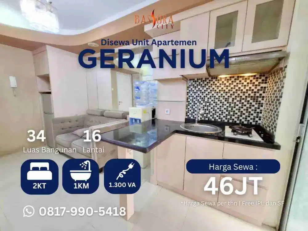 Sewa tahunan apartemen Bassura City tower Geranium lux