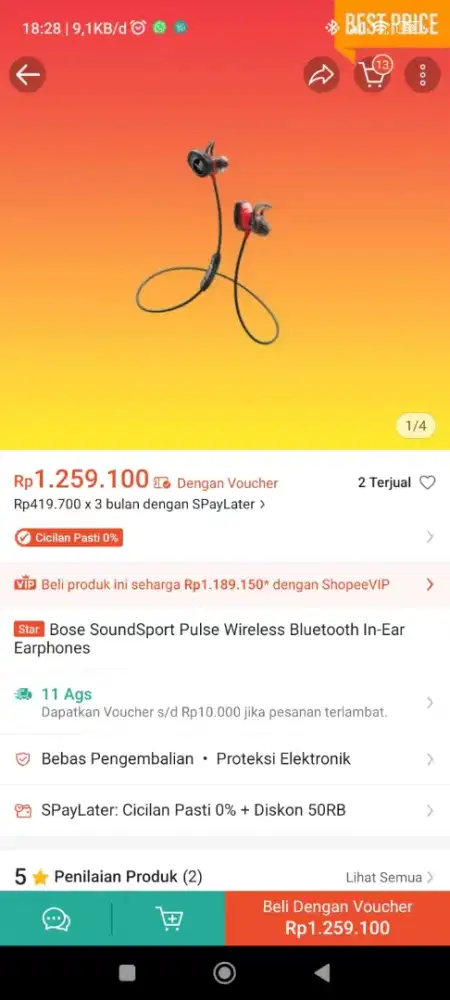 Headset bose soundsport