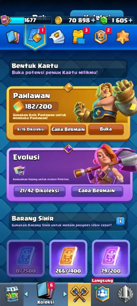 Clash Royale Gold Card Evo Ronin dll Terbuka Tdk coc mobile legend