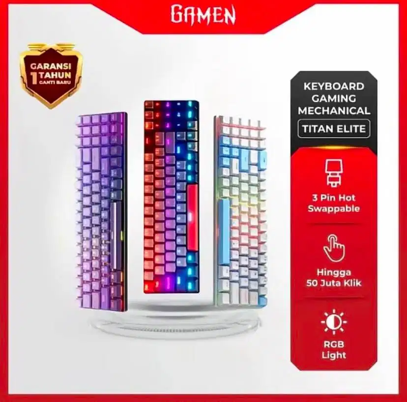 GAMEN Keyboard Gaming Mechanical 78 Keys Titan Elite 75% Layout Ergono