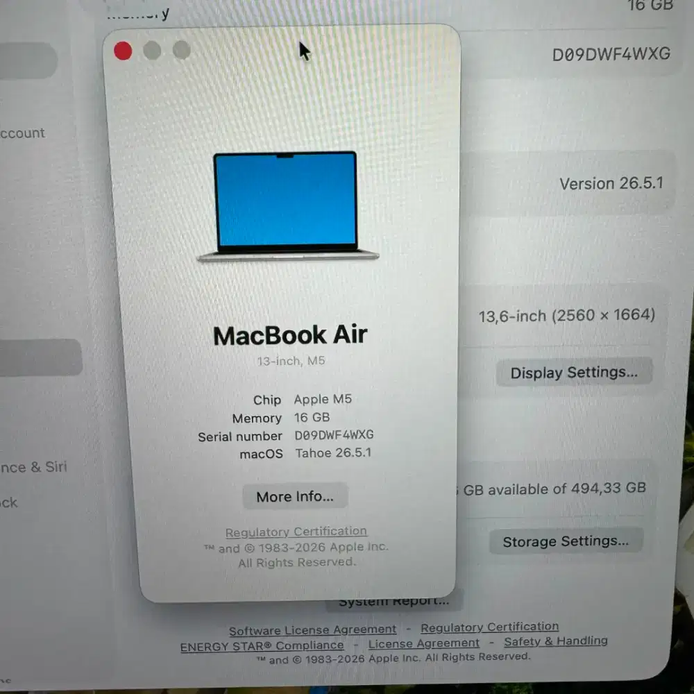 Macbook Air M5 13 Inch Starlight Ibox Ram 16 Ssd 512 lengkap juni 2027