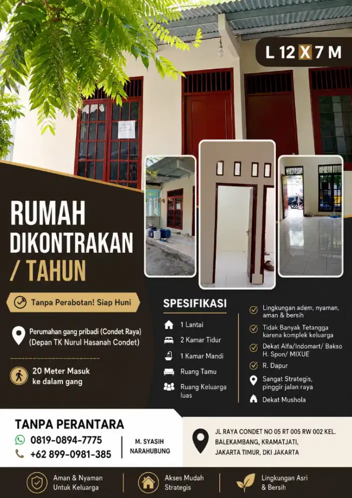 Kontrakan Nyaman pertahun Condet