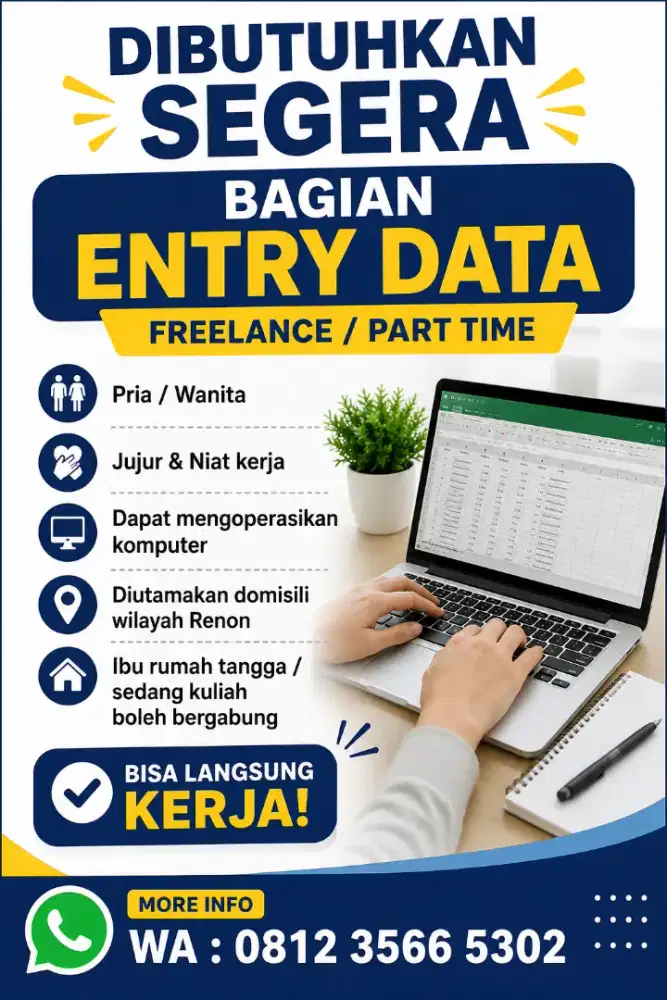 Lowongan kerja Entry Data Freelance