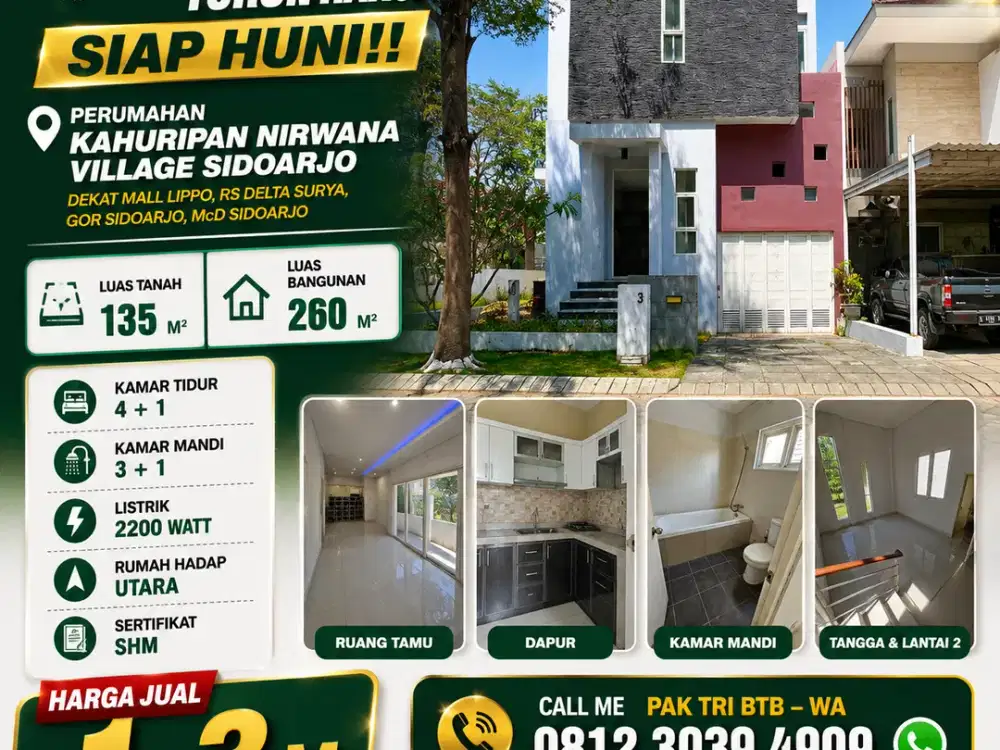MEPET PINTU TOL SIDOARJO!! RUMAH DIJUAL 2 LANTAI DI PERUM KAHURIPAN NIRWANA VILLAGE