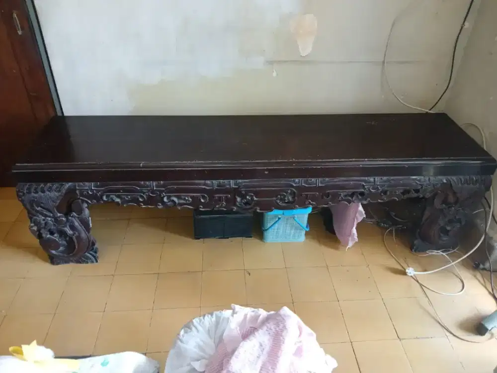 Meja pjg ukir jati kuno utuh