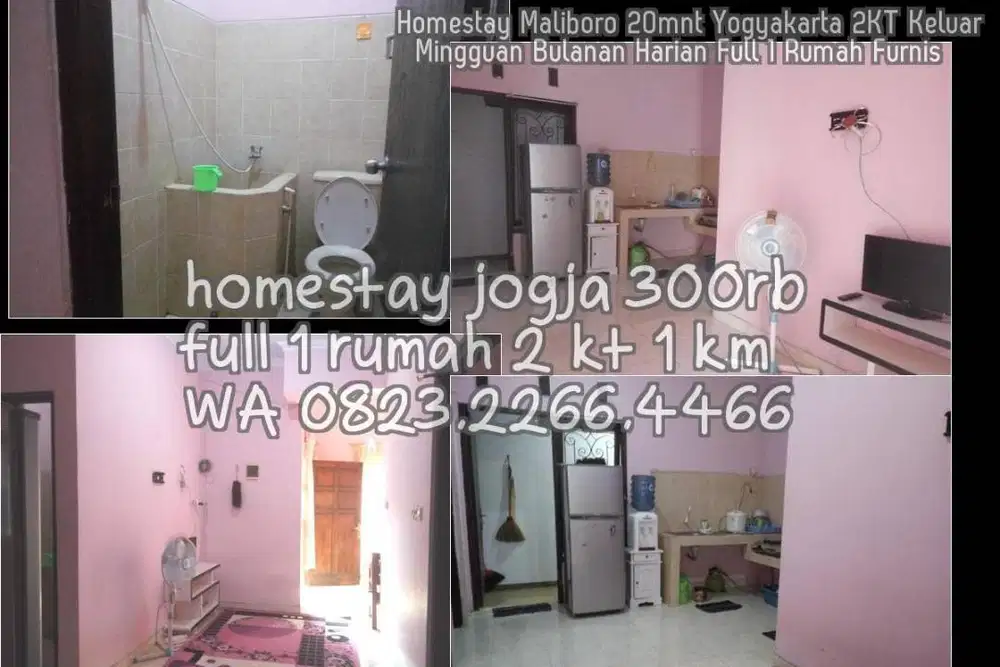 Homestay Maliboro 20mnt Yogyakarta 2KT Keluar  Mingguan Bulanan Harian