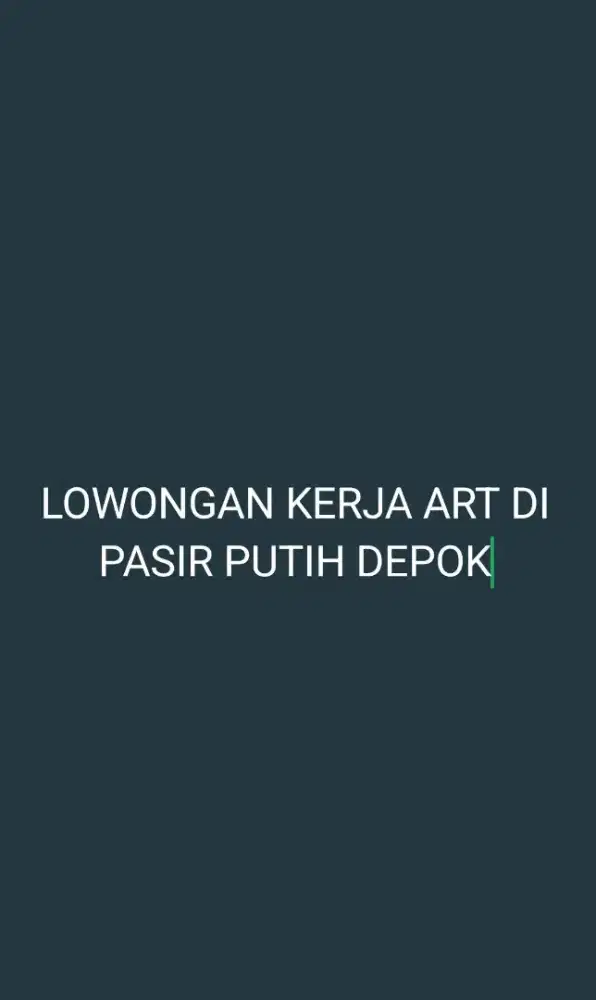 LOWONGAN KERJA ART MENGINAP KHUSUS WANITA