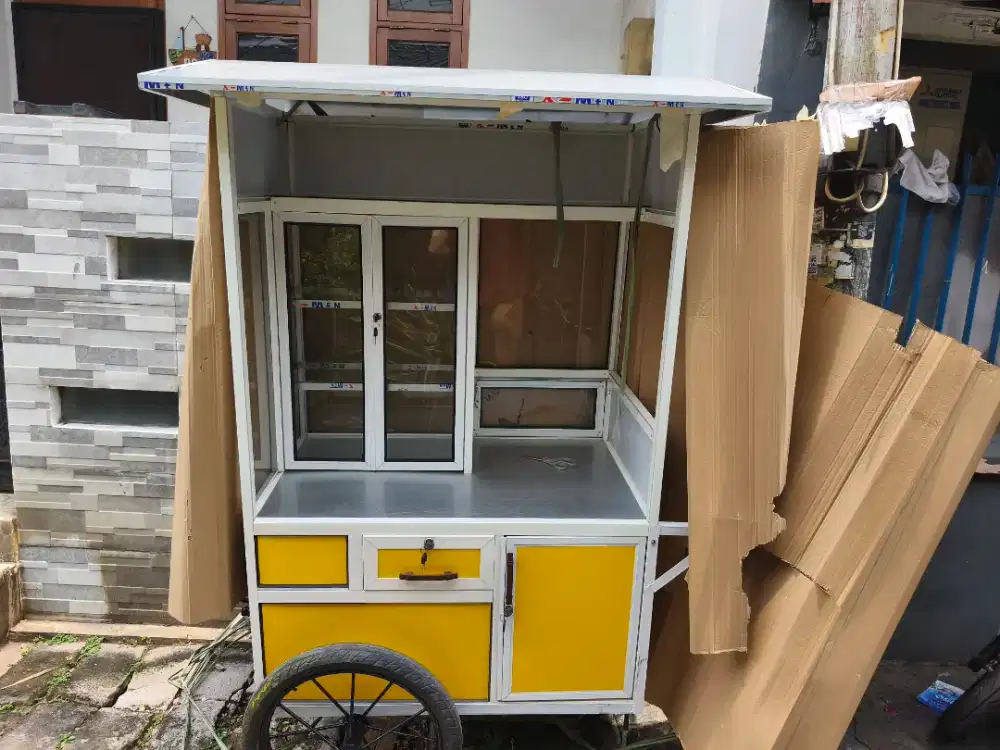 Gerobak Dorong Aluminium Jualan Keliling / Kaki Lima