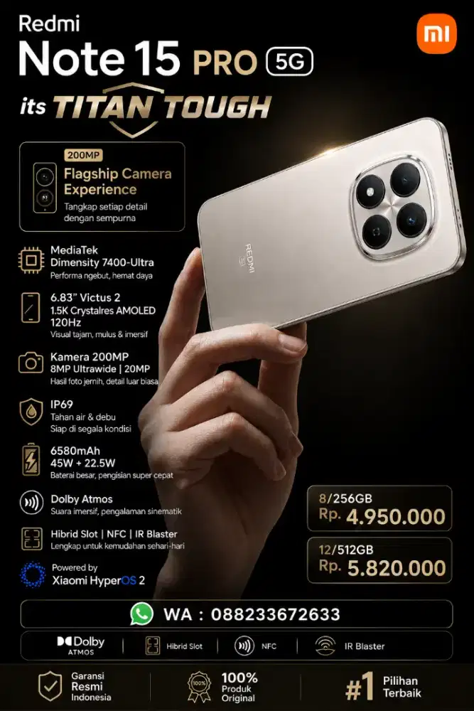 REDMI NOTE 15 PRO 5G NEW HARGA PROMO,BISA COD & MELAYANI KREDIT