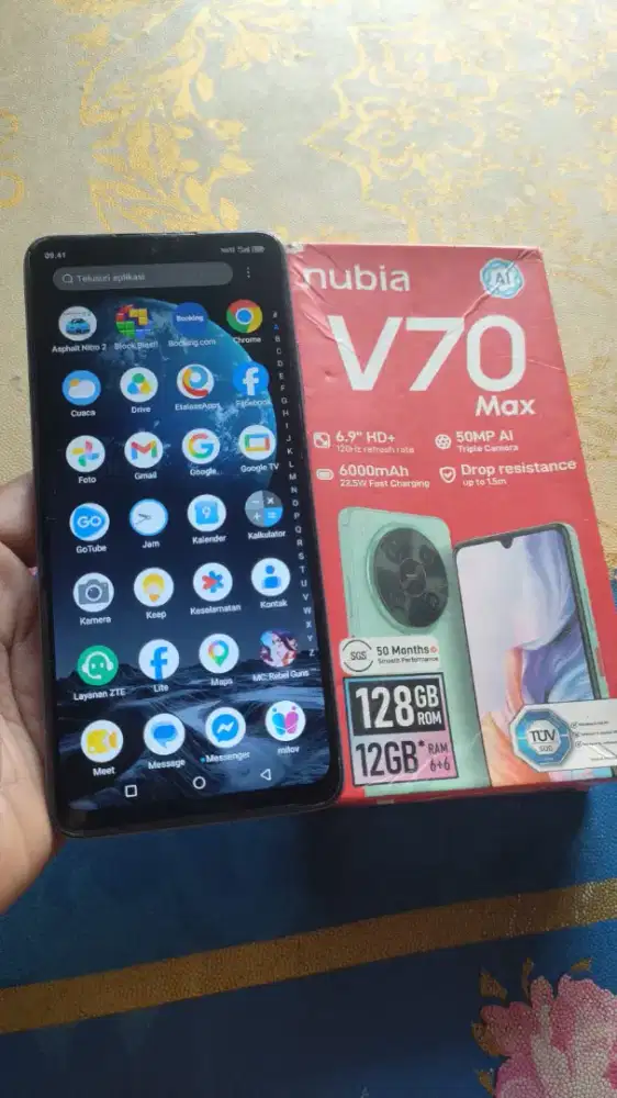Nubia V70 Max ram 6+6/128 minus spiker luar