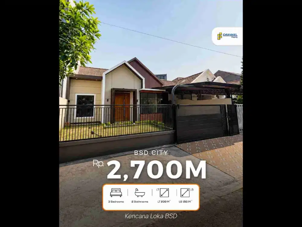 Jual Rumah Baru Desain Modern 1 Lantai Siap Huni BSD Kencana Loka, St