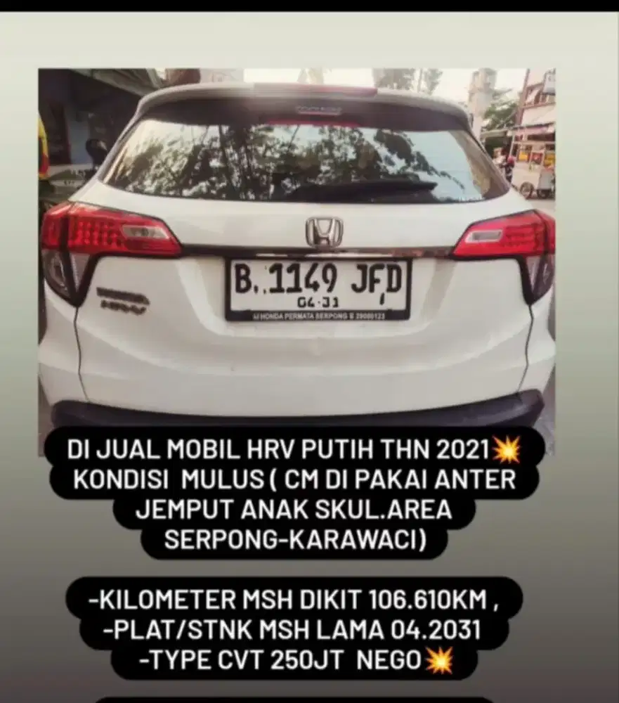 Jual  mobil HRV2021 amanah yak