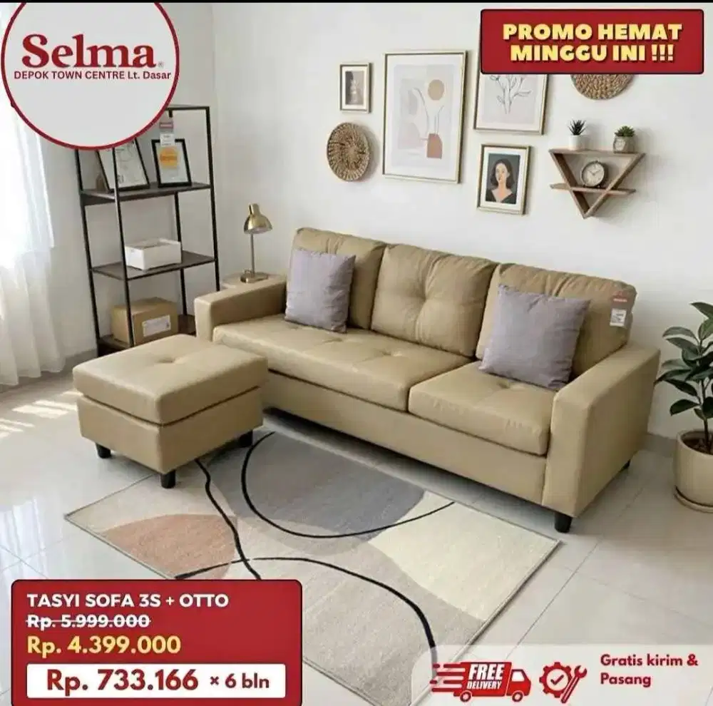 TERLARIS SOFA TASYI 3 SEATER BROWN MURAH MINIMALIS MURAH