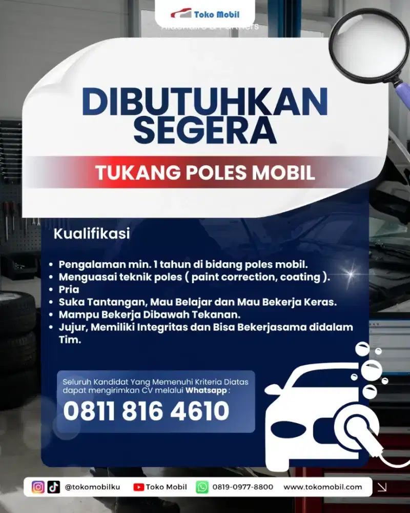 Dicari Tukang Poles Mobil