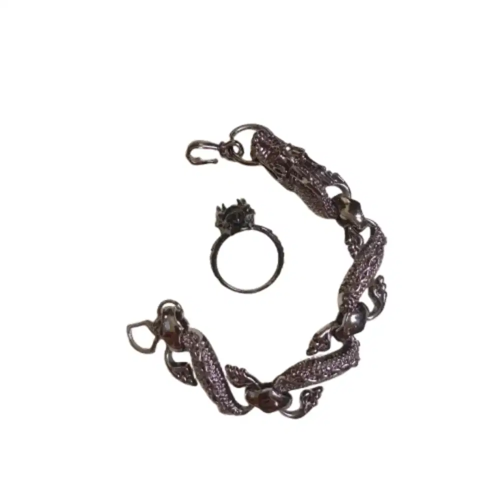 Satu set gelang cincin naga hitam