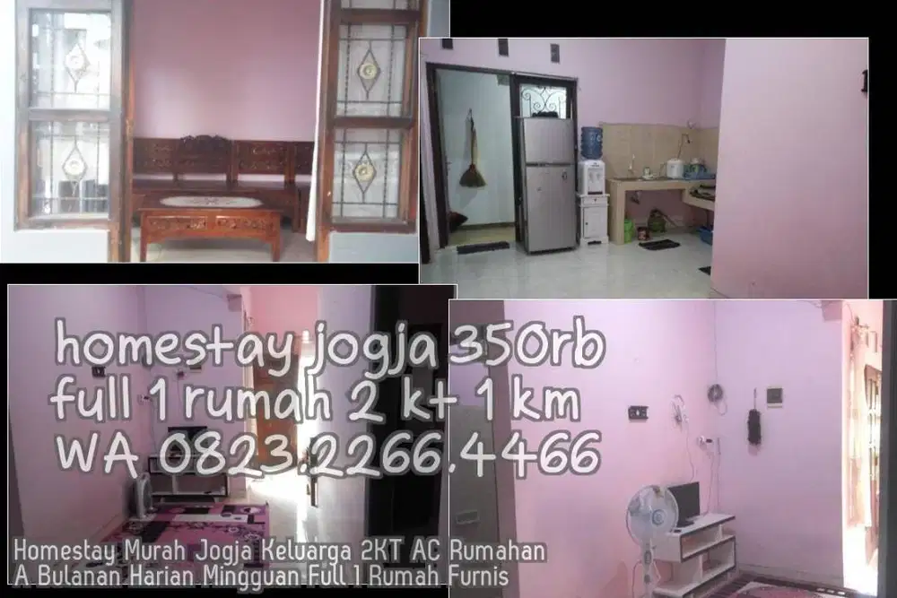 Homestay Murah Jogja Keluarga 2KT AC Rumahan A Bulanan Harian Mingguan