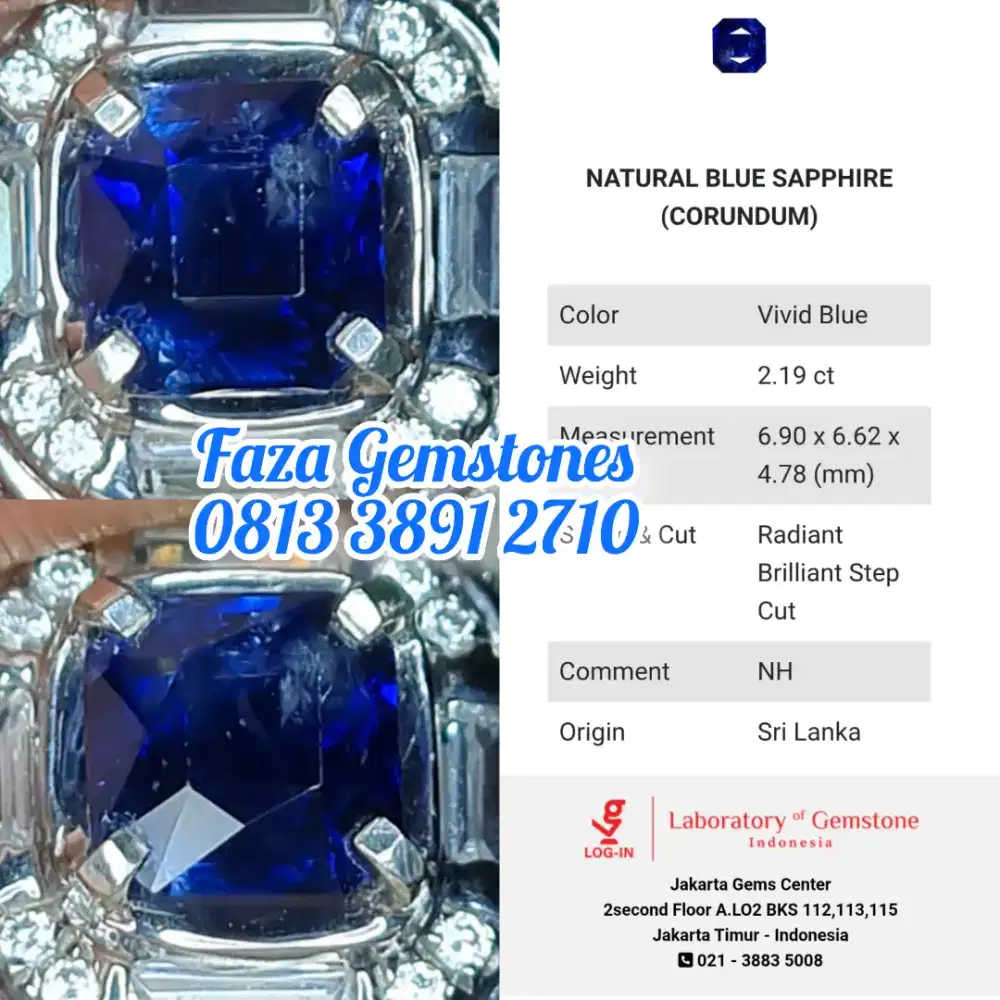 No Heated Vivid Blue Sapphire Srilanka, Harga Terjangkau