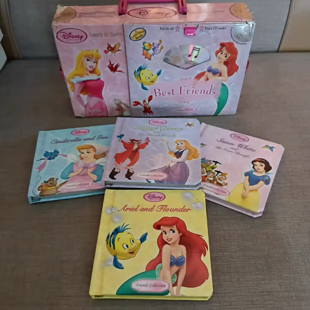 Disney Princess Best Friends 4 Board Books Learn & Carry Pack Audio CD