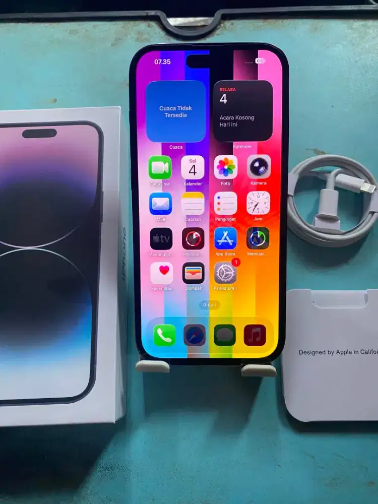 Iphone 14 pro 256gb purple inter all operator fullset mulus no minus
