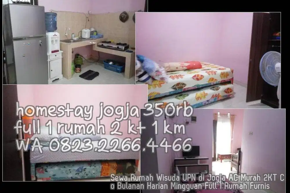 Sewa Rumah Wisuda UPN di Jogja AC Murah 2KT Co Bulanan Harian Mingguan