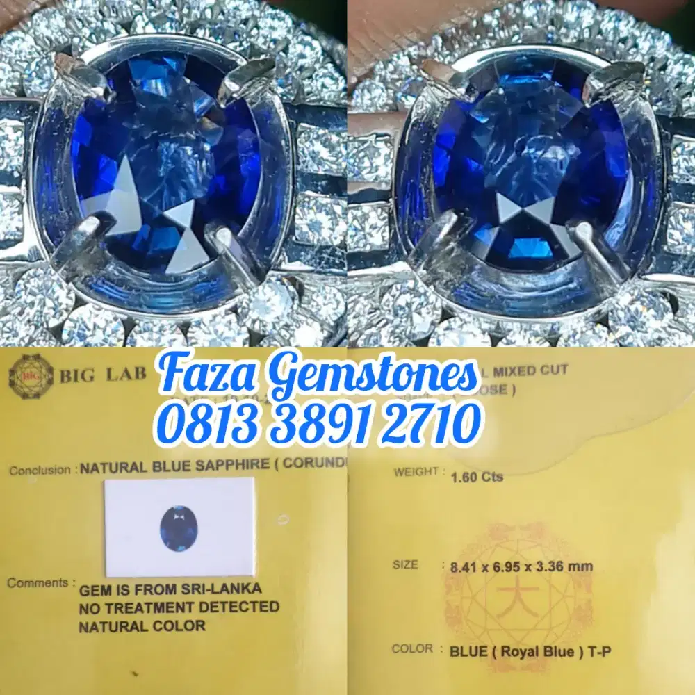 HQ No Heated Royal Blue Sapphire Srilanka, Clean, Meja Lebar