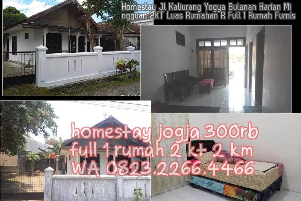 Homestay Jl Kaliurang Yogya Bulanan Harian Mingguan 2KT Luas Rumahan R