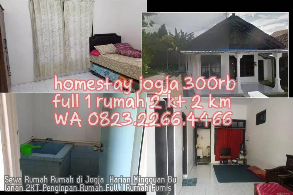 Sewa Rumah Rumah di Jogja  Harian Mingguan Bulanan 2KT Penginpan Rumah