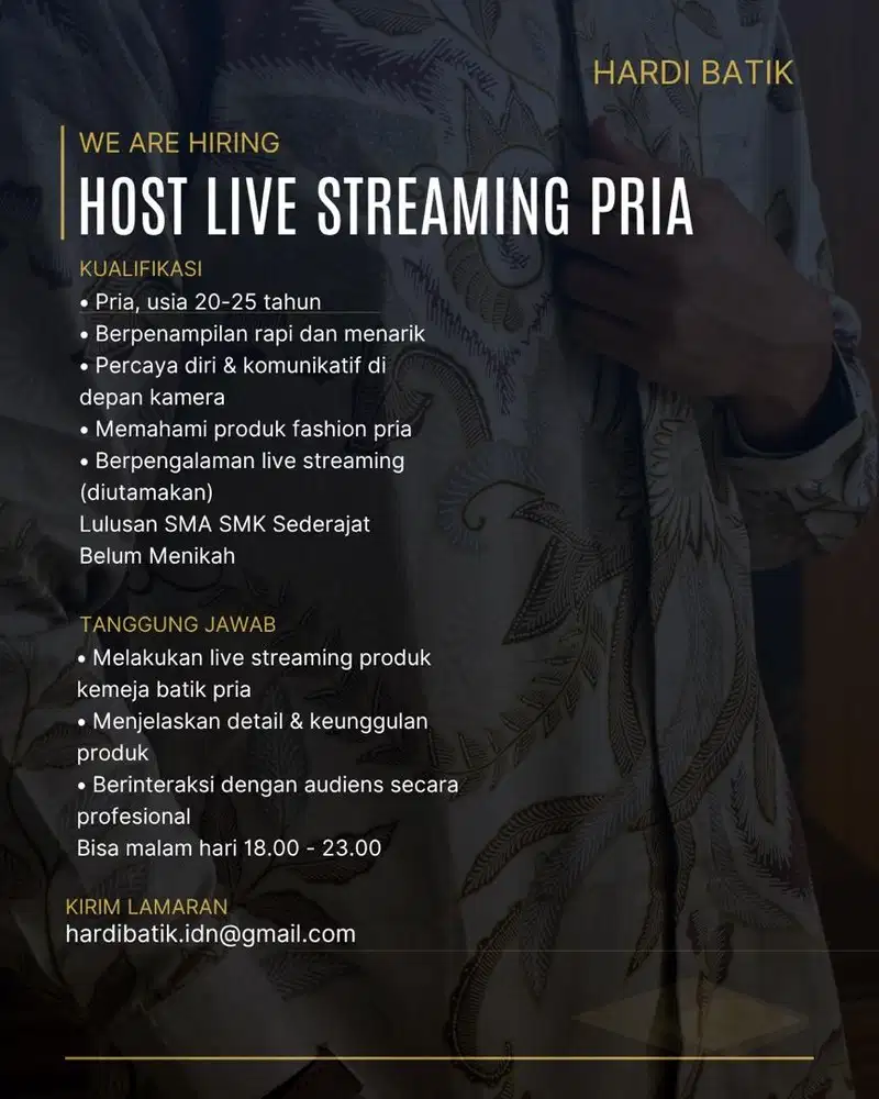 LOWONGAN HOST LIVE STREAMING