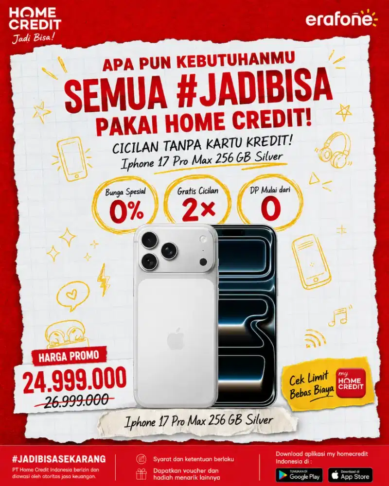 PROMO KREDIT IPHONE 17 PRO MAX 256 GB SILVER TERMURAH SEKOTA PALEMBANG