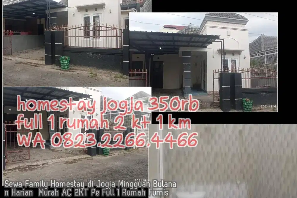 Sewa Family Homestay di Jogja Mingguan Bulanan Harian  Murah AC 2KT Pe