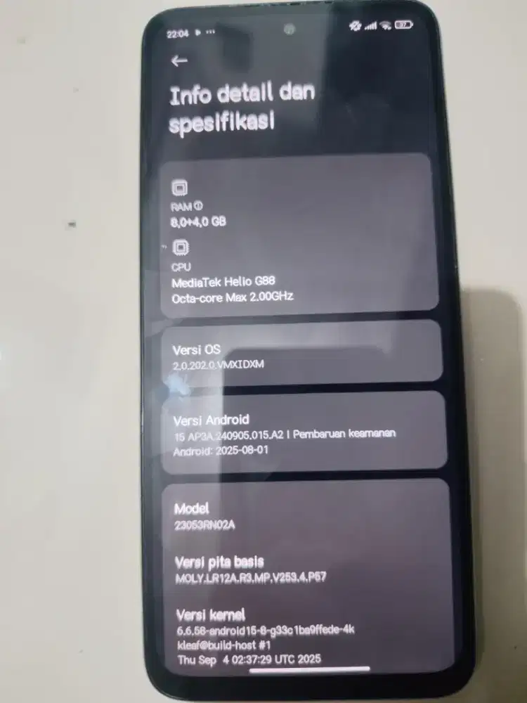 Jual cepat redmi 12 ram 8+4 memory 128gb