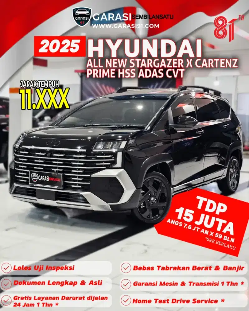 ‼️TDP 15 JT‼️HYUNDAI STARGAZER X CARTENZ PRIME HSS ADAS CVT 2025
