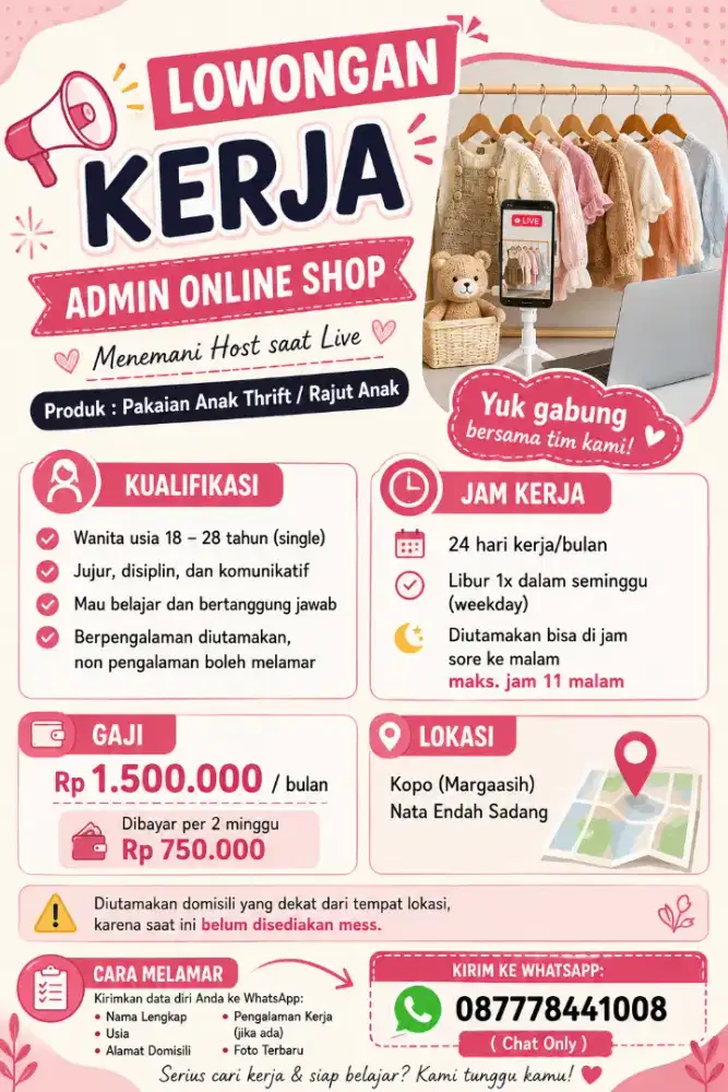 Lowongan Kerja Admin Online Shop