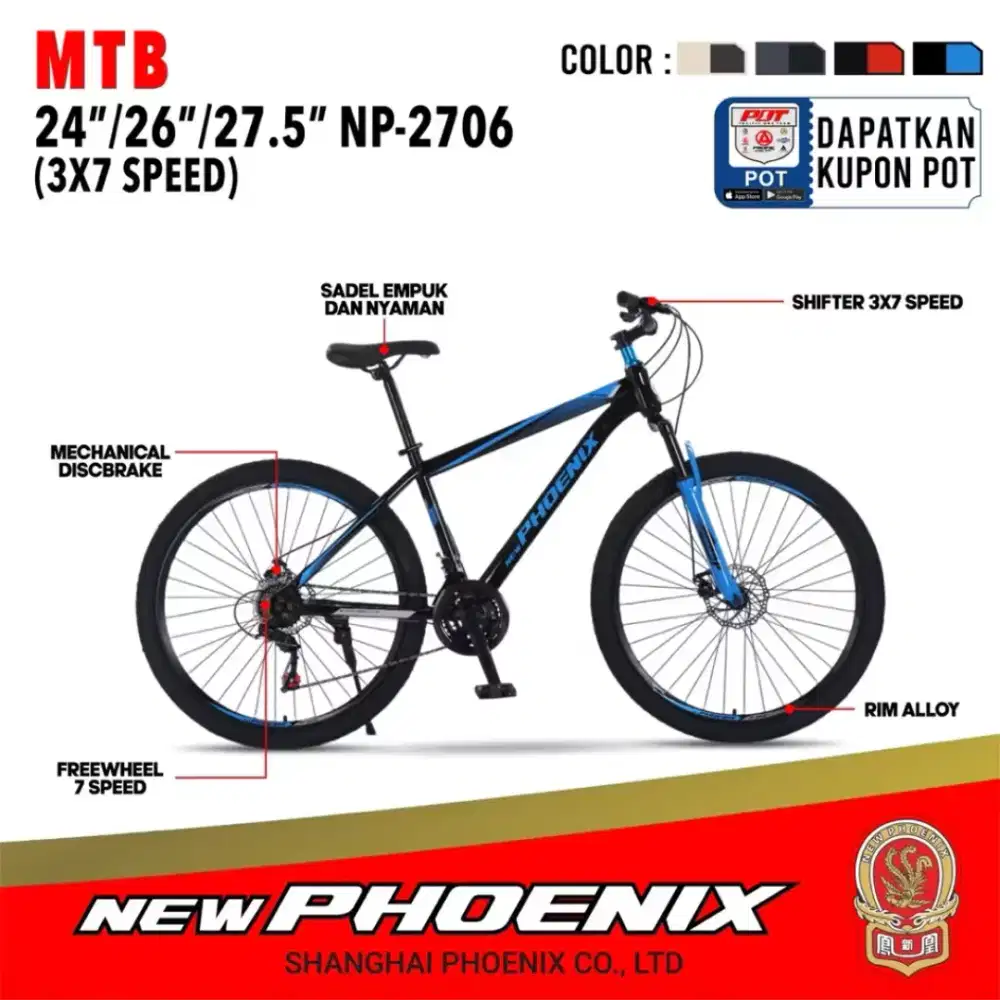 Sepeda Gunung MTB Phoenix UK 27.5 berkualitas